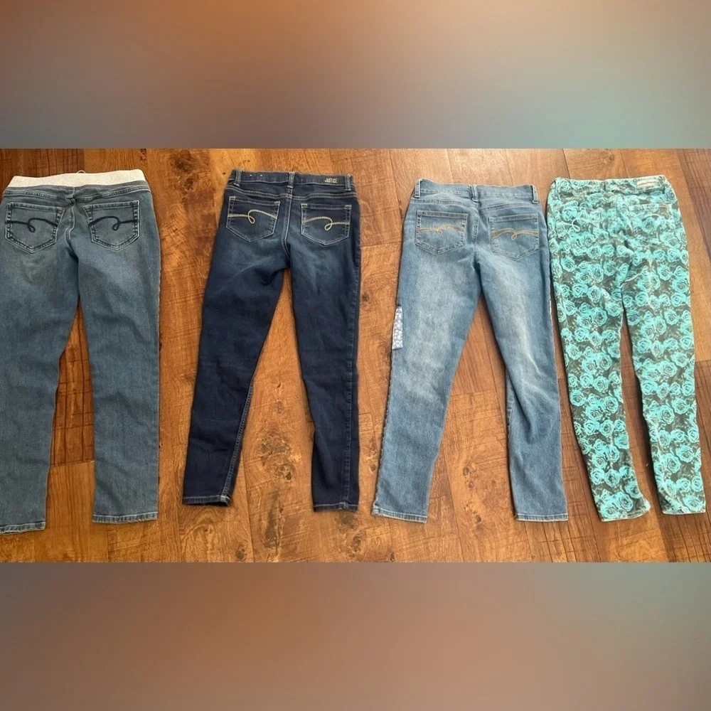 Justice girls bundle of  jeggings & jeans 4 pairs sz 12